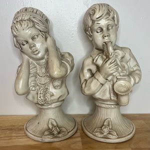 Vintage 1971 UNIVERSAL STATUARY CHICAGO BUST OF BOY & GIRL J. KENDRICK SAXOPHONE